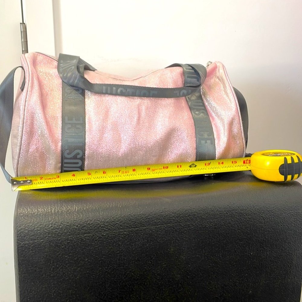 Justice Shimmer Logo Pink Duffel Bag - Picture 3 of 8